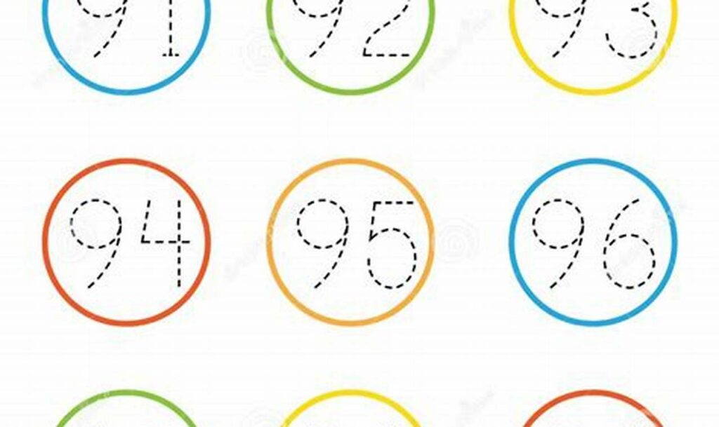 Free Tracing Numbers 91-100 Printable for Kids Activity