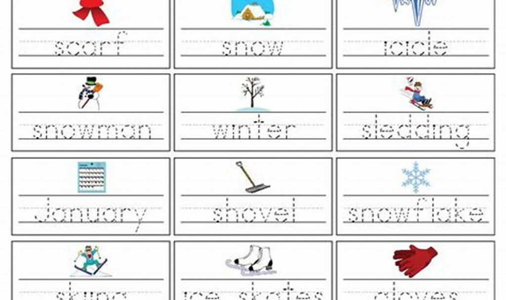 Free Winter Word Tracing Worksheet Printable Fun
