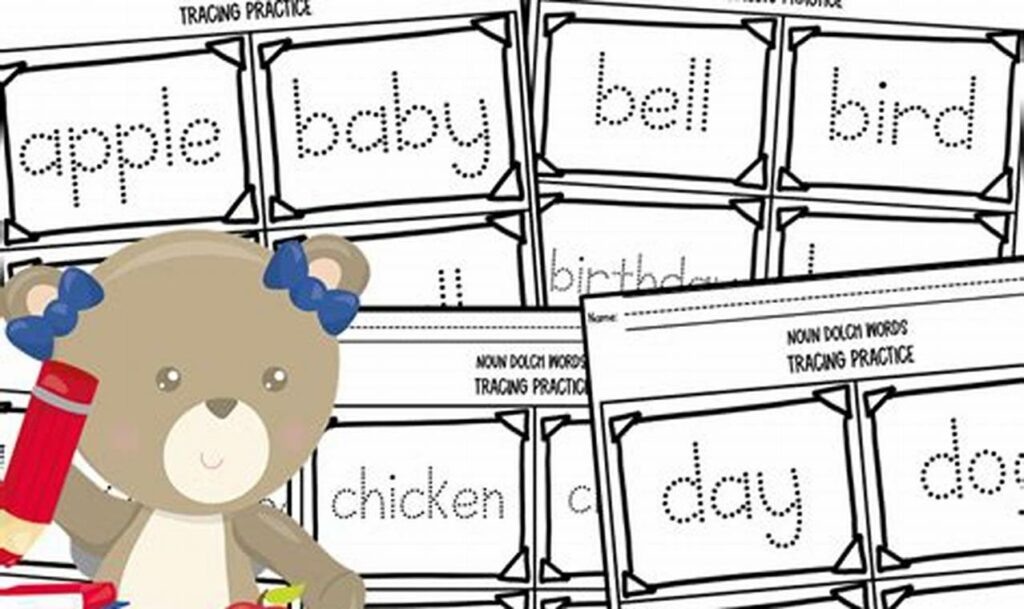 Free Noun Word Tracing for Elementary: Fun Practice!