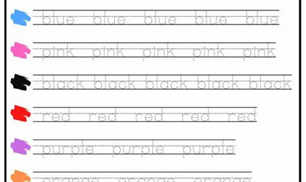 Free Color Names Tracing Worksheet PDF: Learn &amp; Trace!