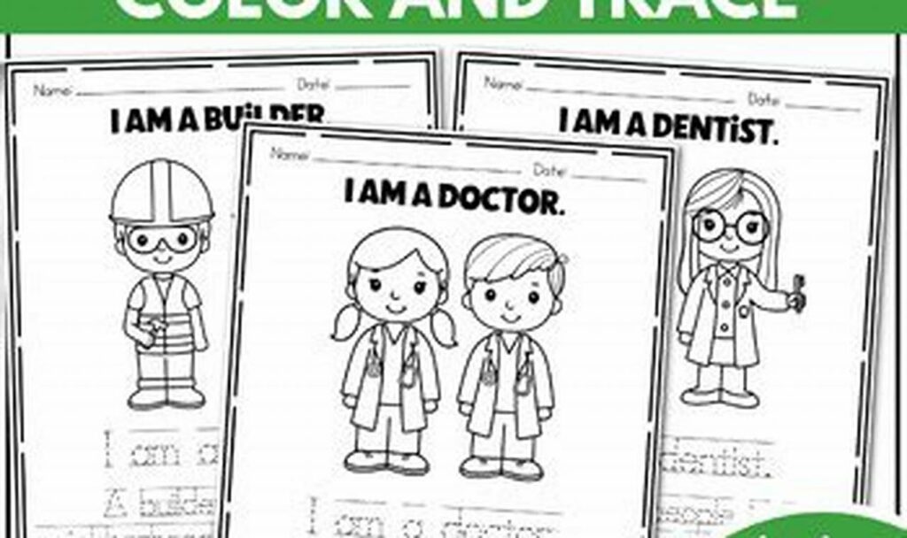 Free Community Helper Trace & Color Pages for Kindergarten!