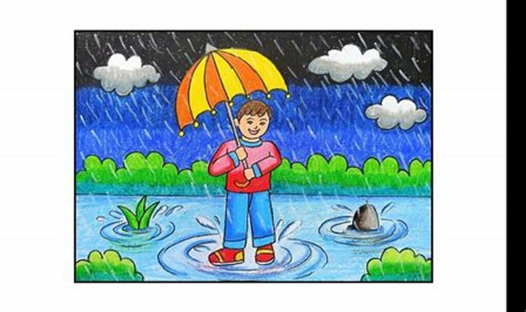 puddle ripple outline tracing for kids rainy day