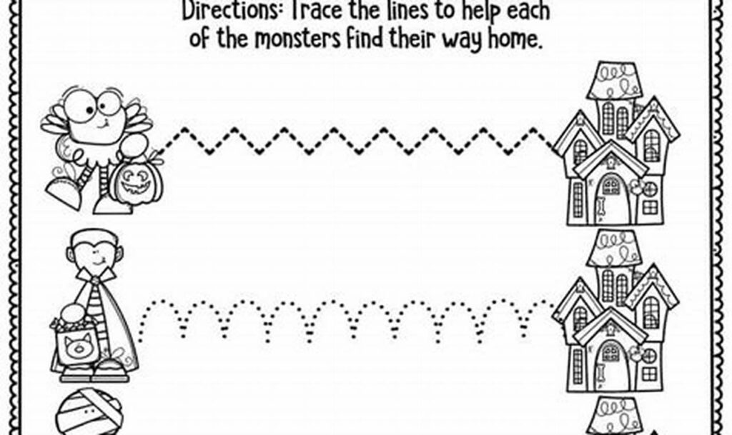Fun Halloween Monster Tracing Sheets: Fine Motor Fun!