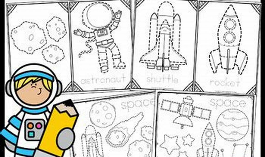 galaxy tracing worksheets for kids spaceships fine motor