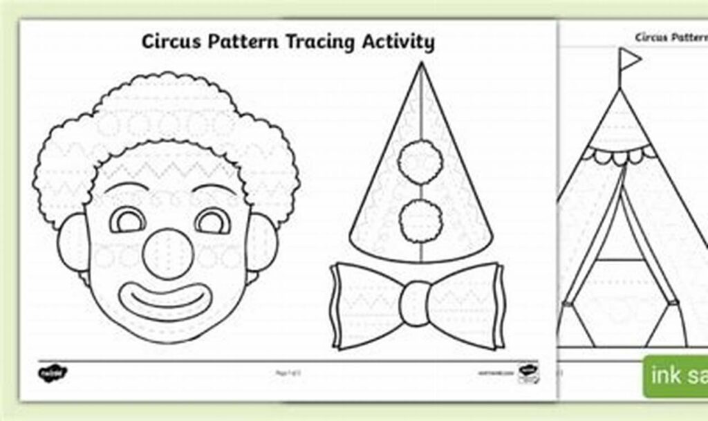 circus theme tracing pages for kids fine motor