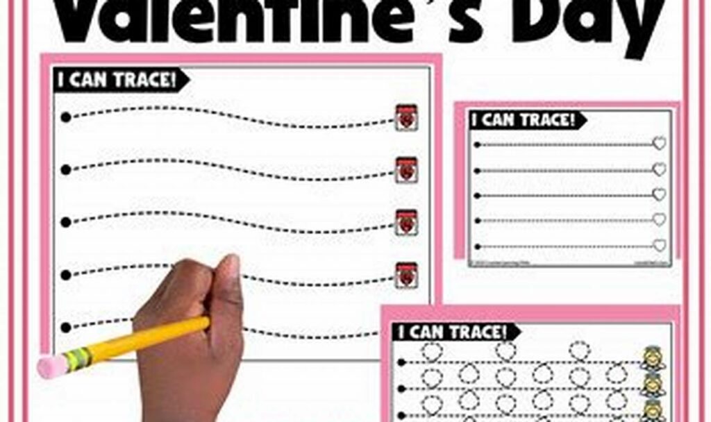 cupid tracing sheets for valentine's day fine motor skills
