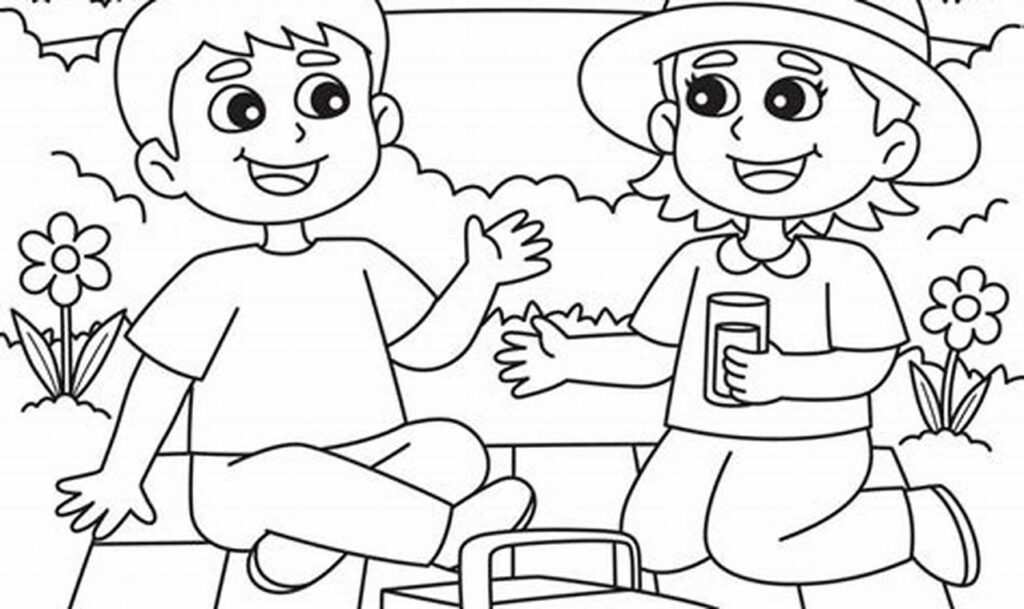 picnic food outline tracing for toddlers outdoor
