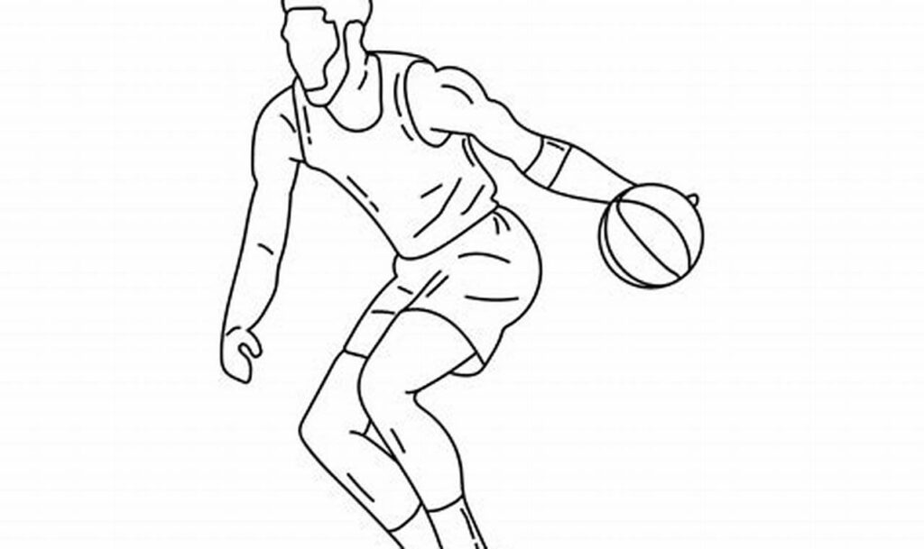 basketball player outline tracing for young learners sports