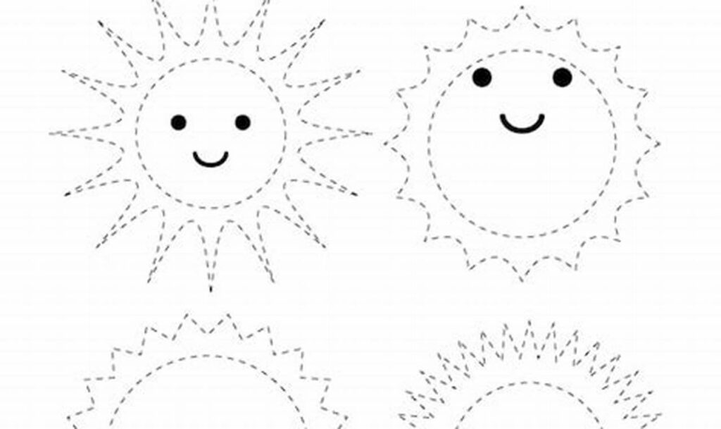 sun halo outline tracing for toddlers summer