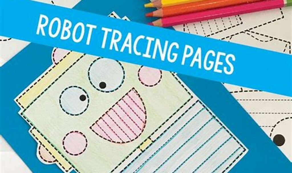 robot tracing pages for kids tech themes fun