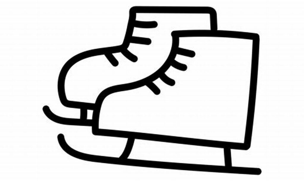 ice skate boot laces outline tracing for kids winter sports