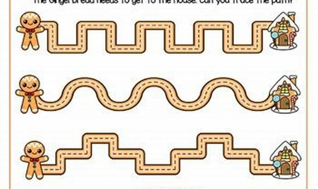 gingerbread house tracing for fine motor