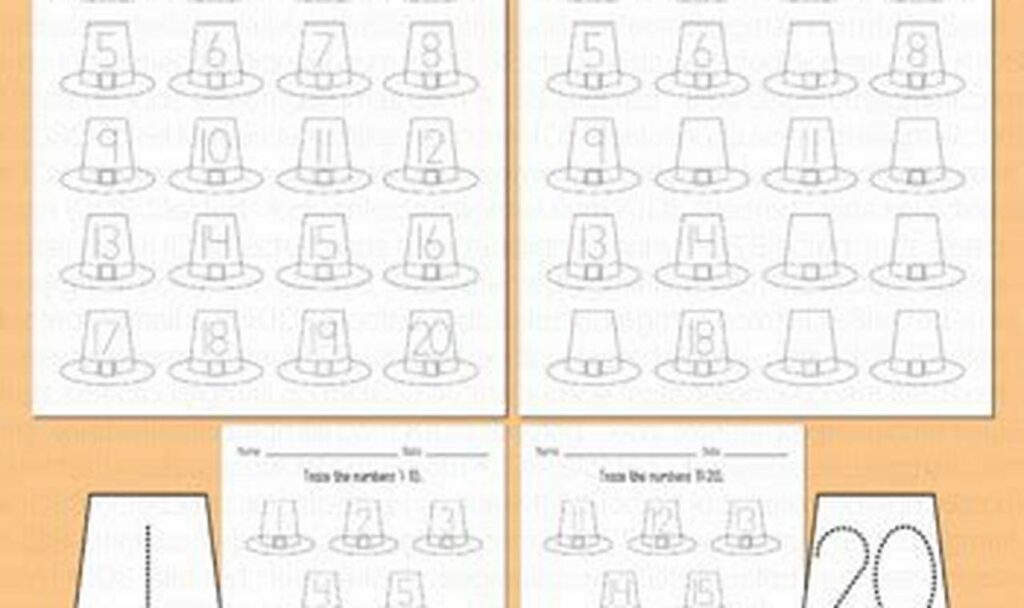 Free Pilgrim Hat Tracing Worksheets for Thanksgiving PDF Fun