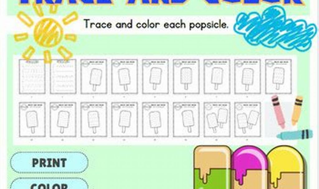 popsicle stick tracing for young learners summer