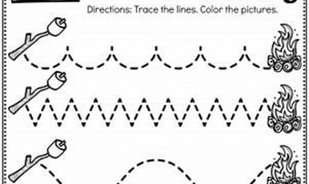 camping theme tracing worksheets for fine motor skills for toddlers