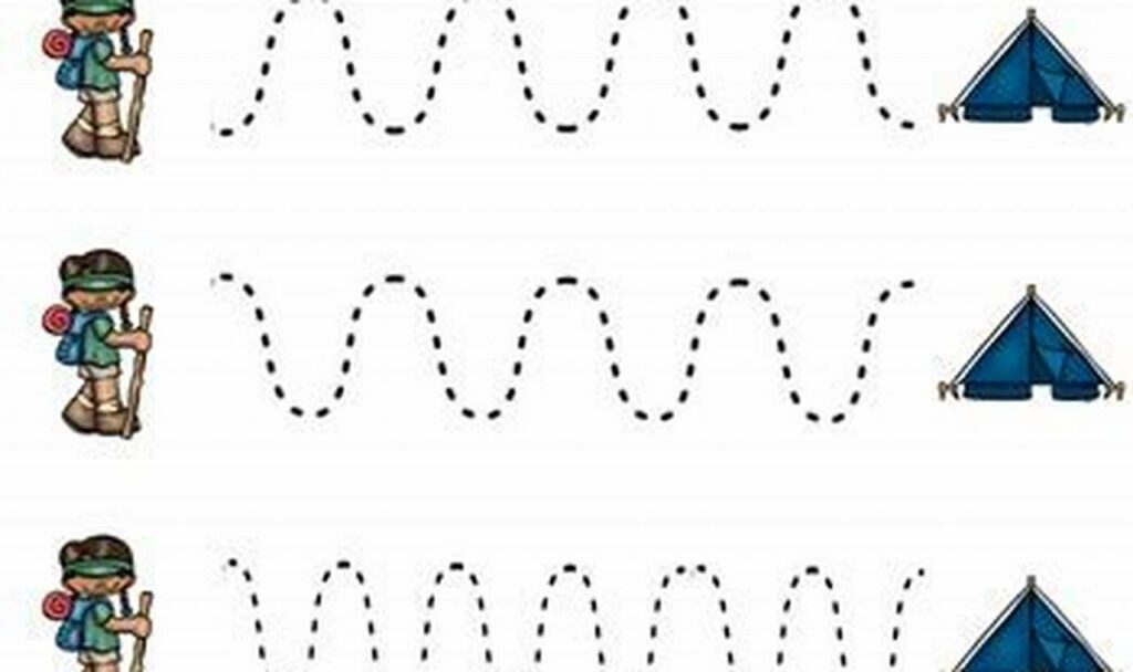 Fun Camping Theme Tracing: Fine Motor Skills Worksheets