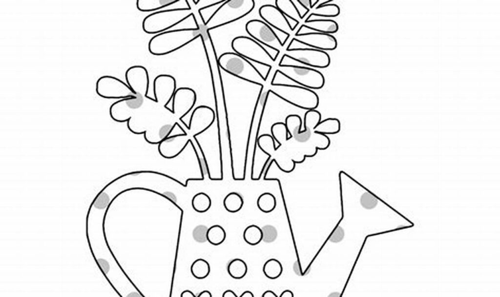 flower pot handle outline tracing for young children gardening
