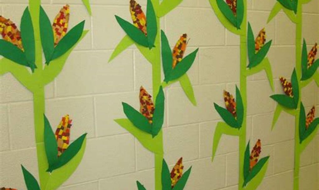 corn stalk tracing for kids farm
