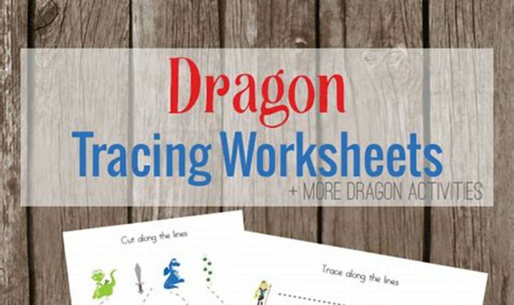 dragon tracing printables for kids fantasy fine motor
