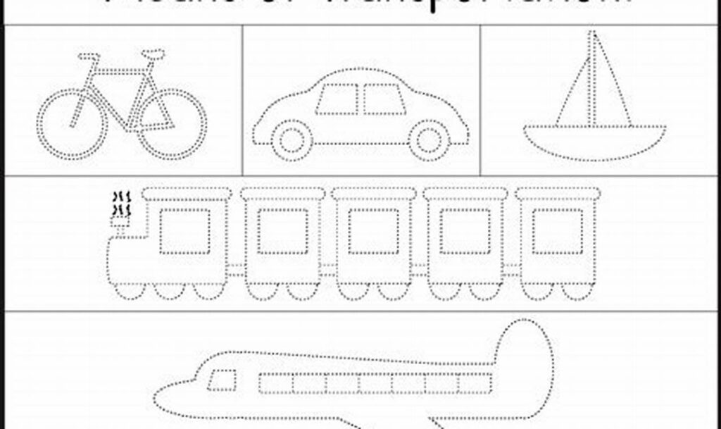 truck tracing worksheets for kids transport pre-writing