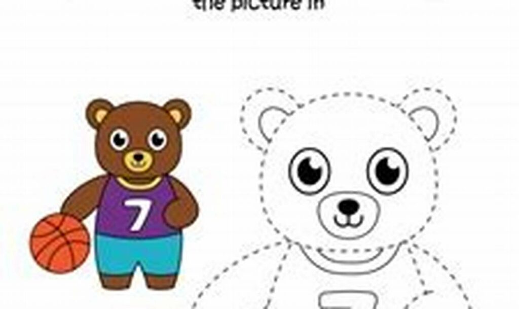 Fun Sports: Basketball Player Outline Tracing for Toddlers Printables