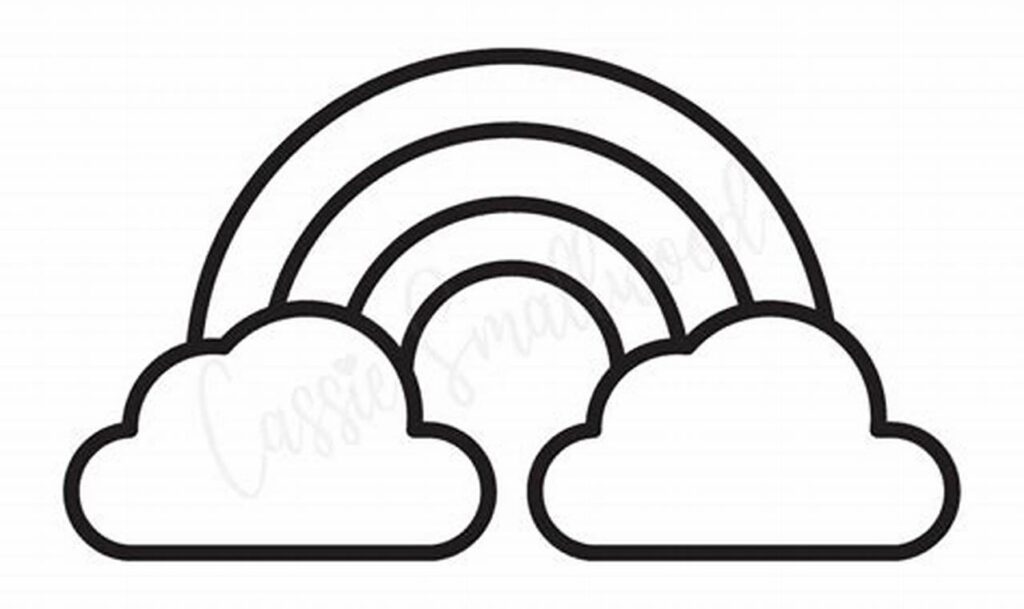 rainbow cloud outline tracing for young children colorful