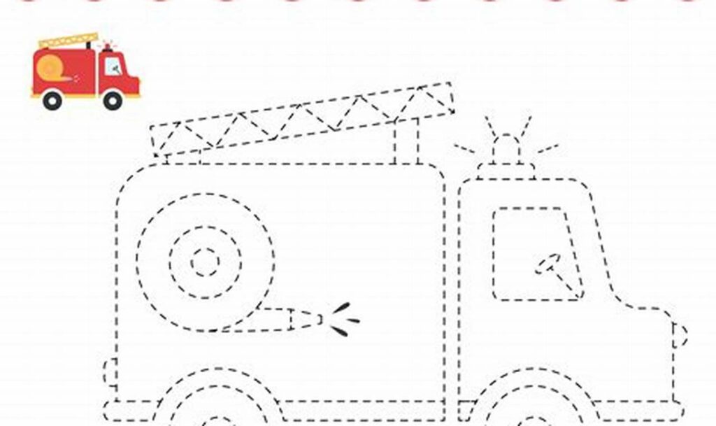 Free Fire Truck Tracing Sheets: Fun Kids Learning!
