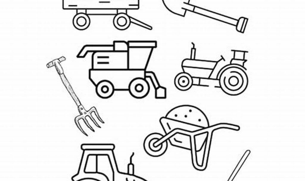 Fun Farm: Farmer Tools Tracing Pages for Toddlers Printables