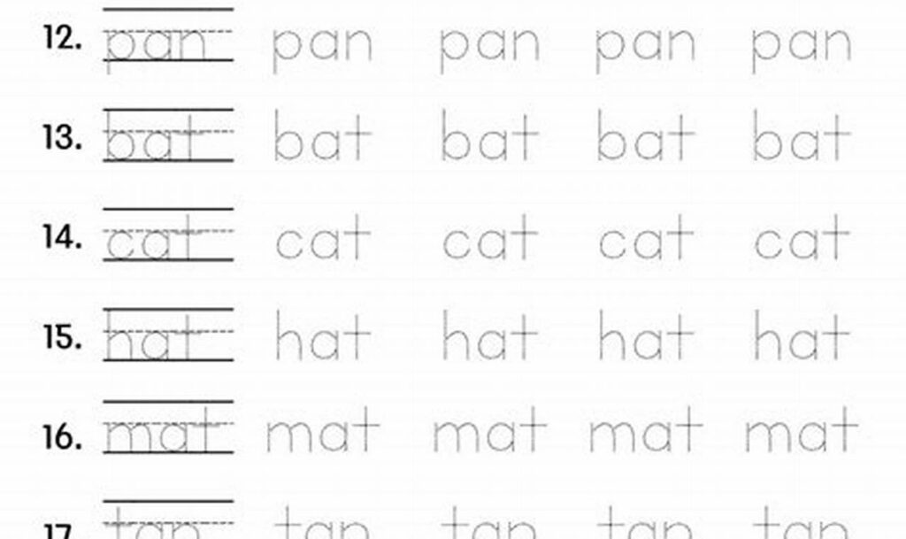 Free Short Vowel Word Tracing Worksheets for Kindergarten Fun