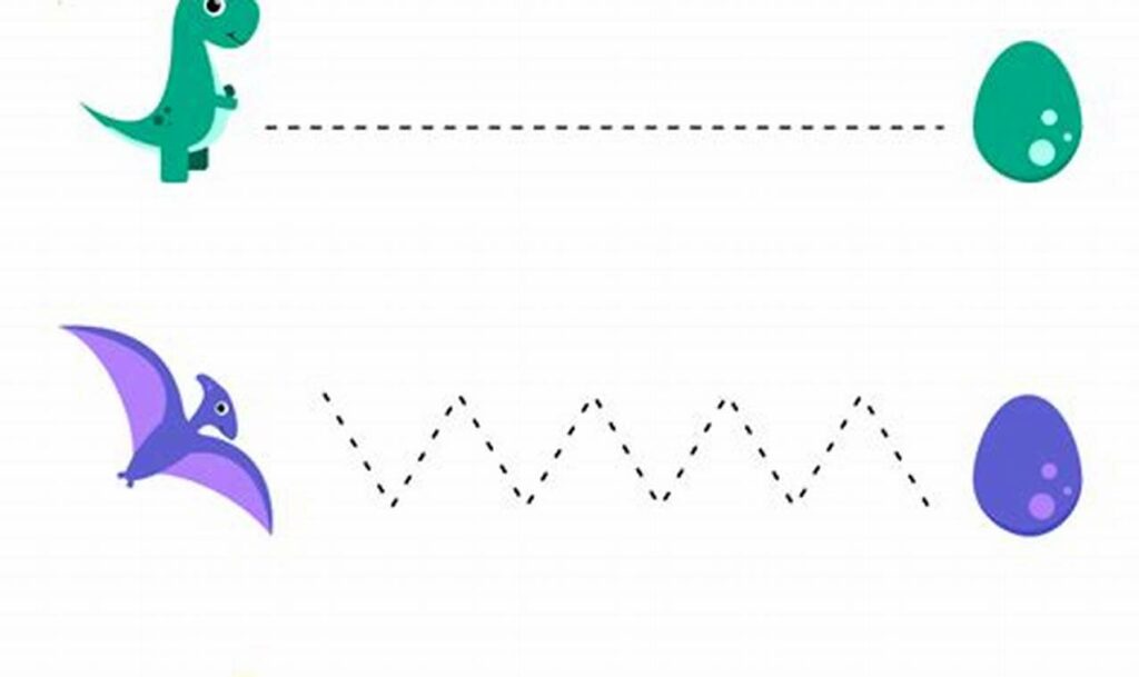 Dinosaur shapes and lines tracing for 5 year olds