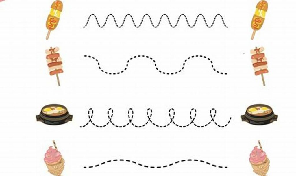 food theme tracing worksheets