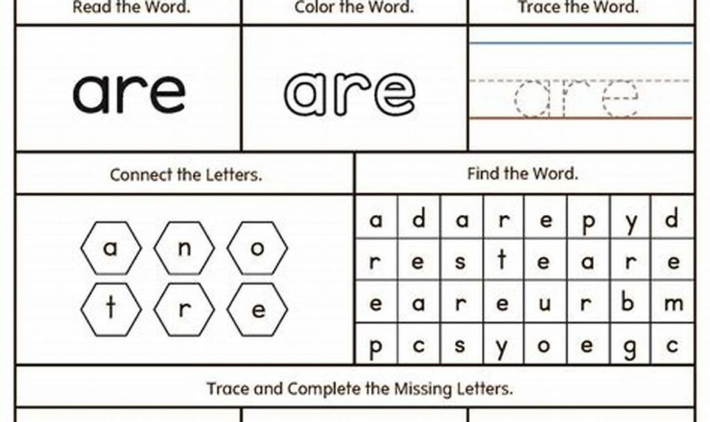 high frequency word tracing for first grade