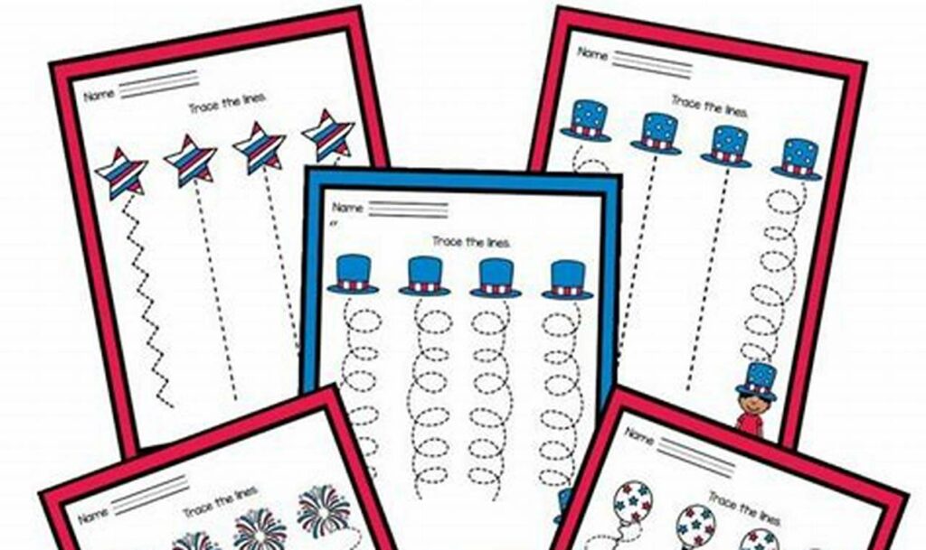 4th of july tracing pages printable