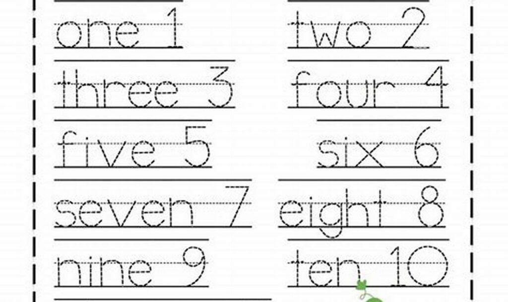 number words tracing worksheets 1-10