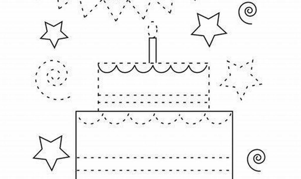 birthday theme tracing worksheets