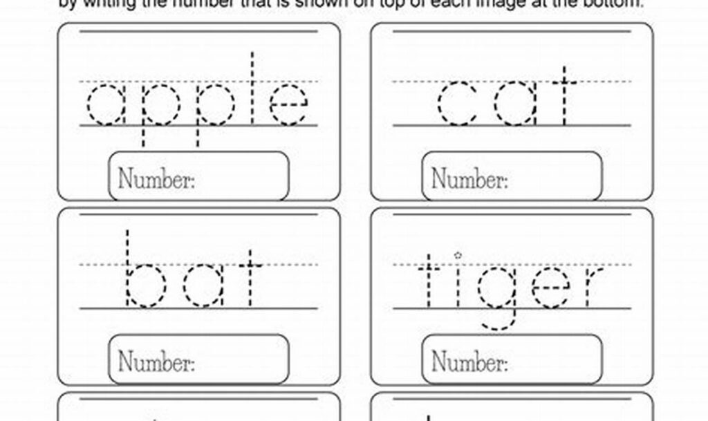 tracing kindergarten vocabulary words