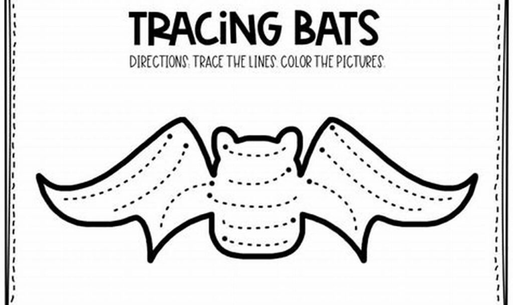 bat tracing worksheet for halloween