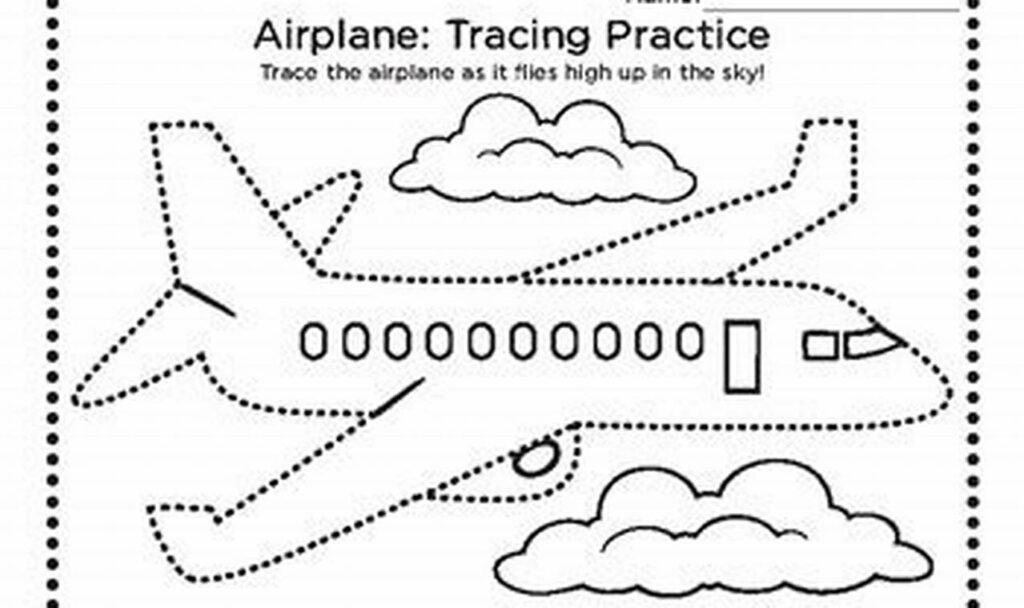 airplane tracing worksheets for kindergarten