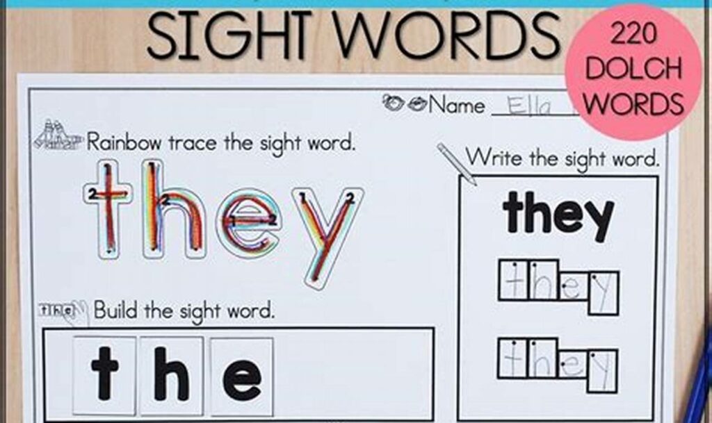 tracing and building sight words