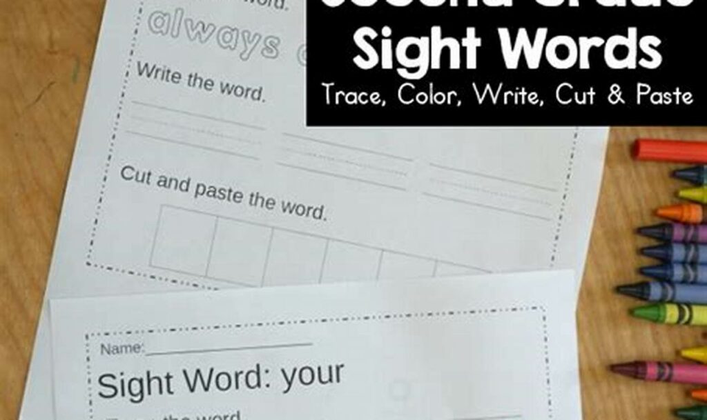 sight word tracing and cut and paste