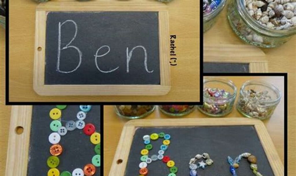 name tracing activities with loose parts