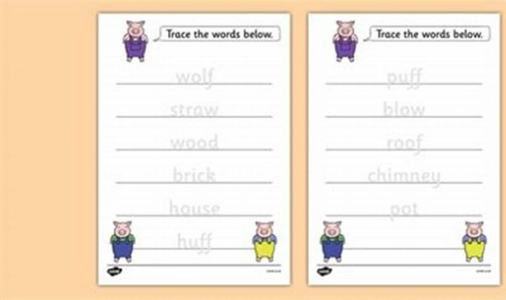 tracing the three little pigs story