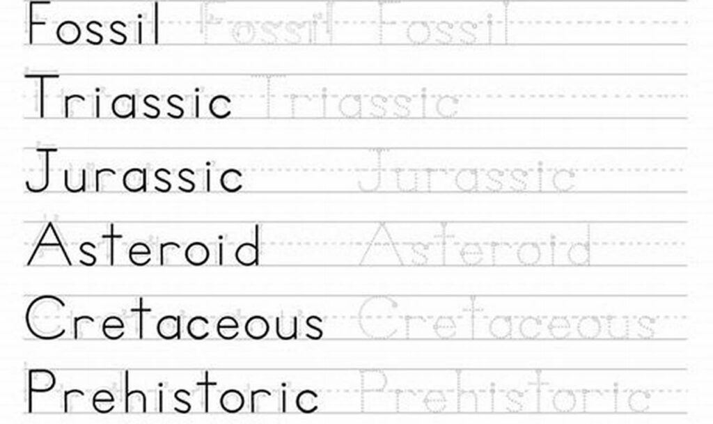 name tracing with a fun theme (dinosaur