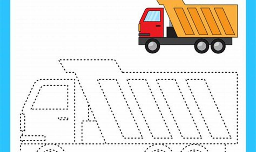 digger and dump truck tracing