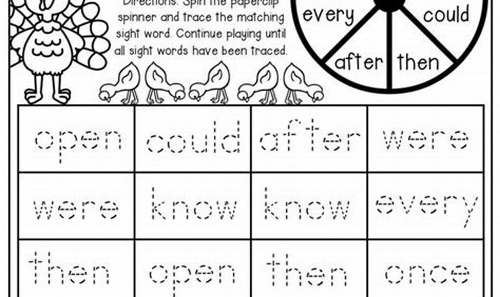 sight word tracing spin and write game
