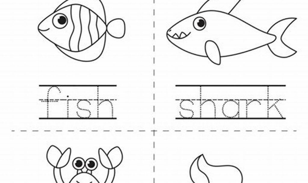 ocean animal tracing worksheets fish