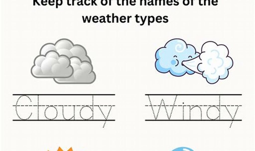 Free Weather Tracing Worksheets for Kindergarten Fun