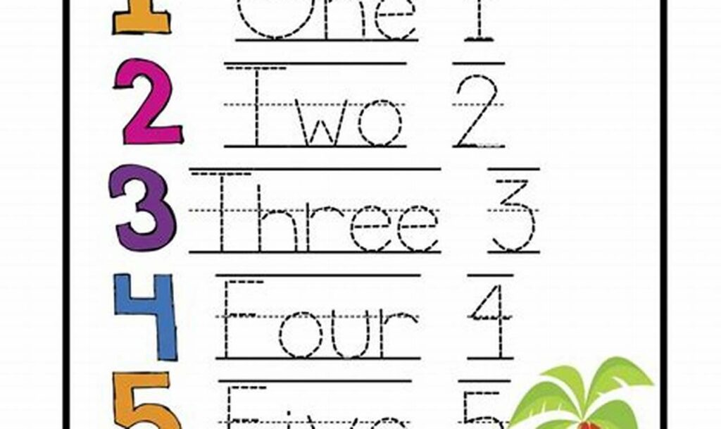 tracing numbers and number words 1-10