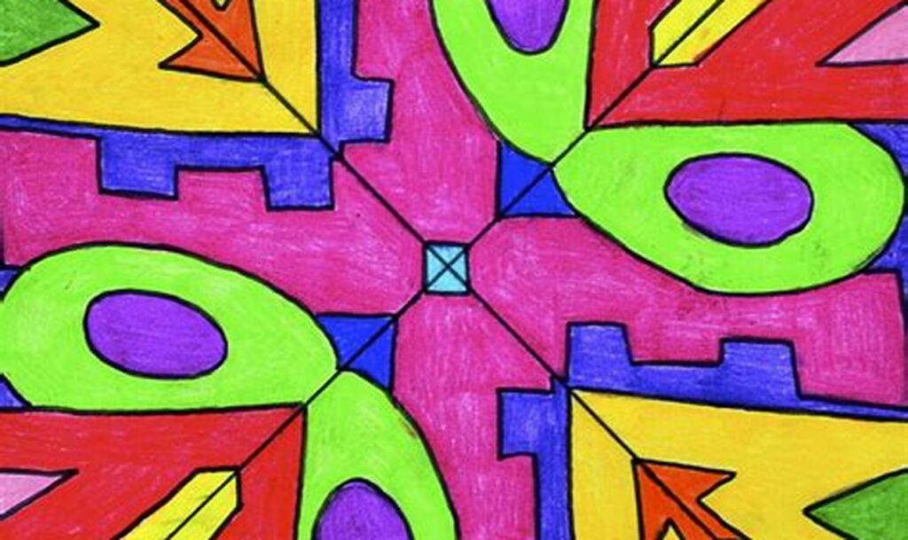 tracing lines to create symmetrical drawings