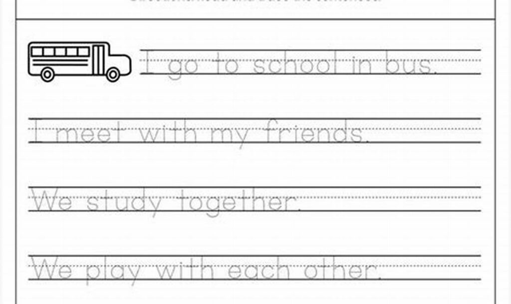 letter tracing worksheets for sentence building